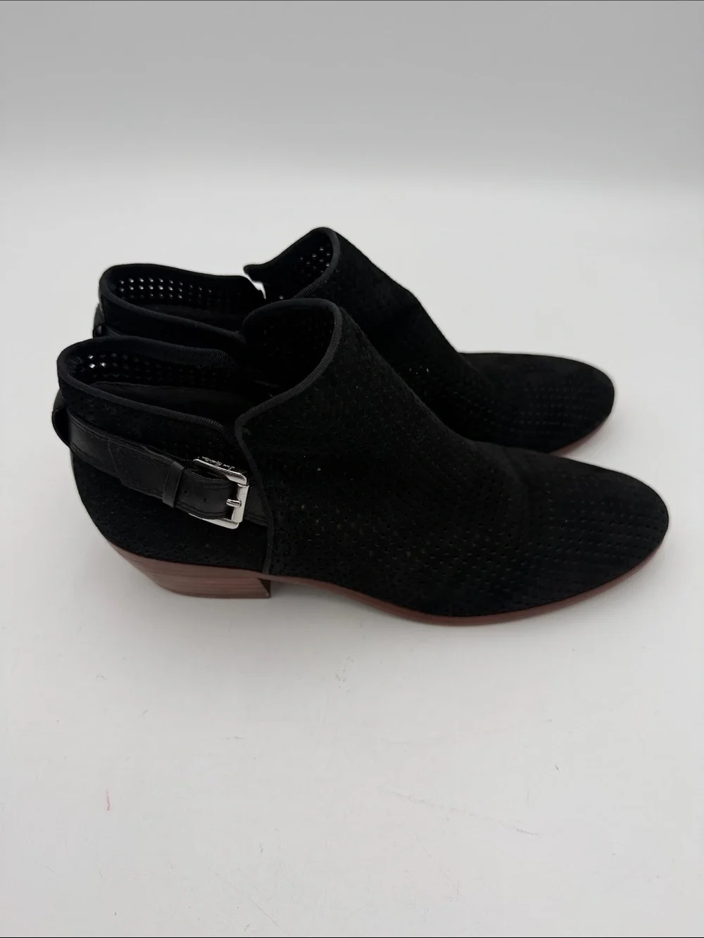 Sam Edelman Black Suede Perforated Ankle Boots Buckle - Women's Shoes 9 festival